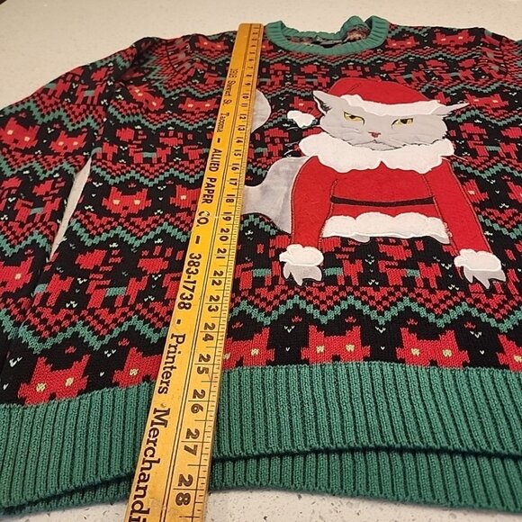 33 Degrees CAT Ugly Christmas Sweater Size Men's M Kitty Unisex Holiday Cotton - Picture 4 of 6